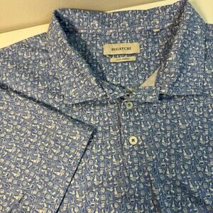 Bugatchi Men's Victor Short Sleeve Polo Barware Print OoohCotton 3XL Stretch